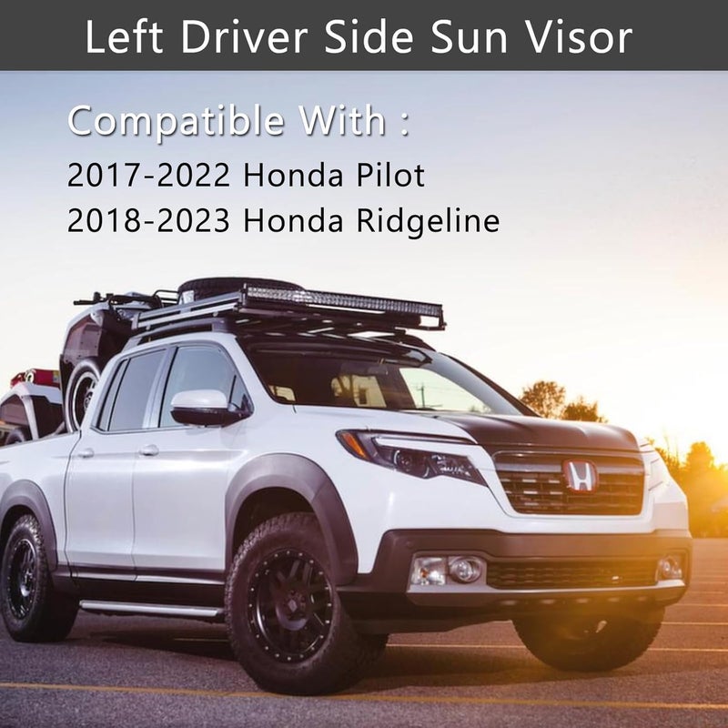 Xiaoyudou Left Drvier Side Sun Visor Fit for Honda Pilot 2017-2022, Honda Ridgeline 2018-2023 Replaces# 83280-TG7-A12ZB (Gray) - Image 3
